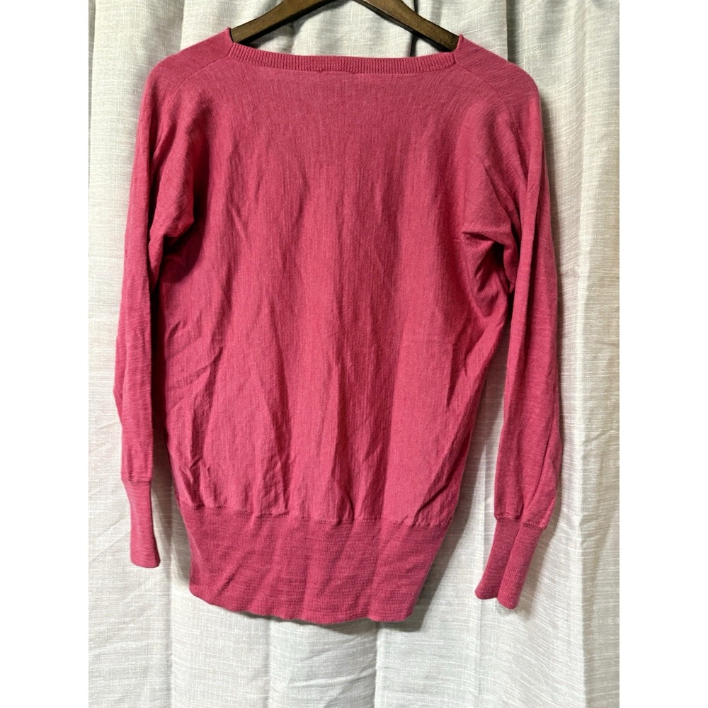 Talbots Pure Merino Wool Sweater Womens LP Medium Petite Pink Waterfall Neckline - Picture 2 of 6